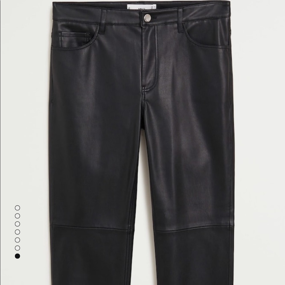 Faux leather cropped straight leg pants